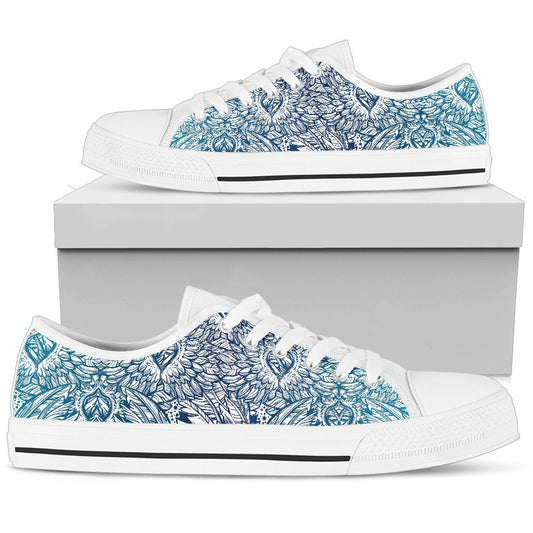 Angel Wings Boho Design Themed Print Women Low Top Shoes