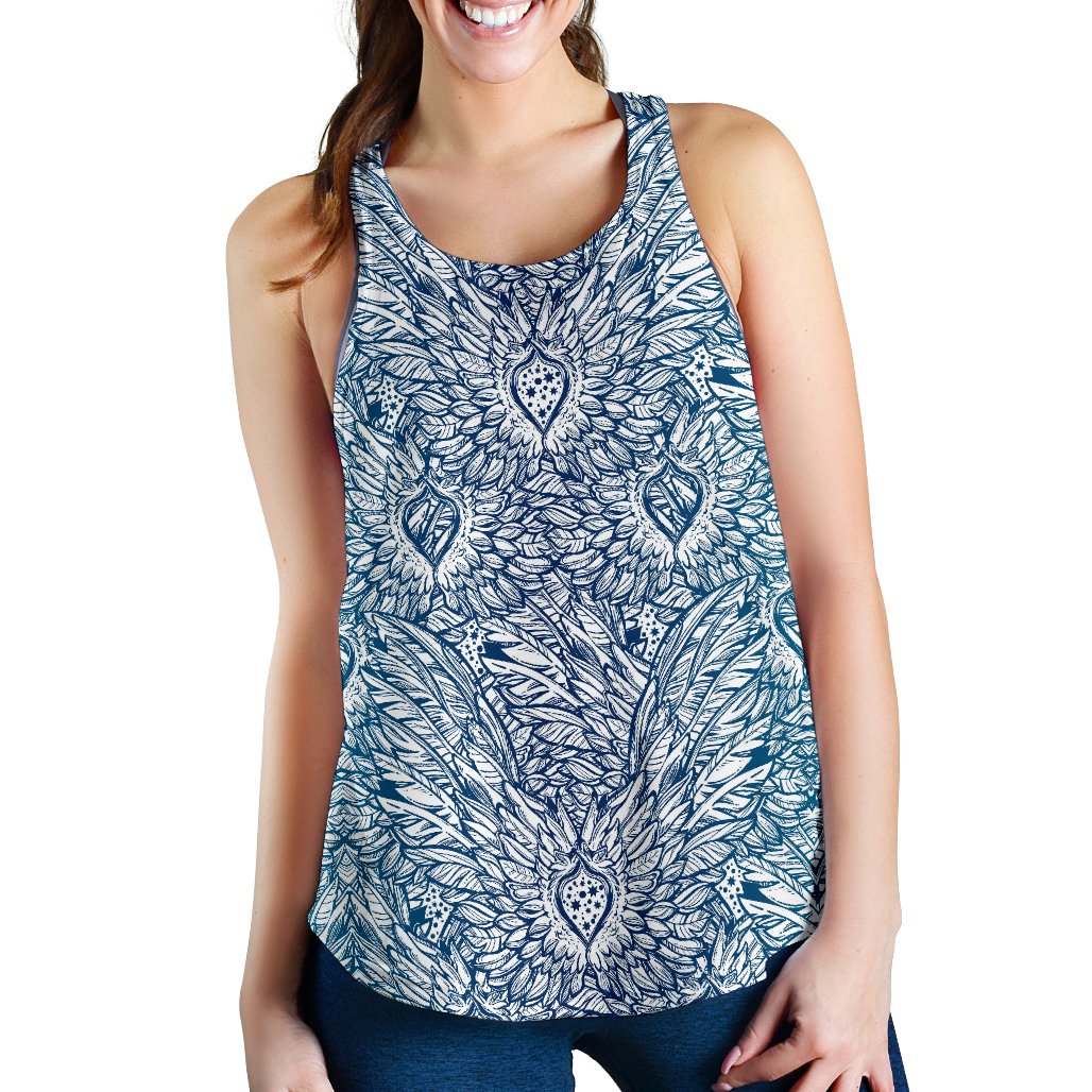 Angel Wings Boho Design Themed Print Women Racerback Tank Top