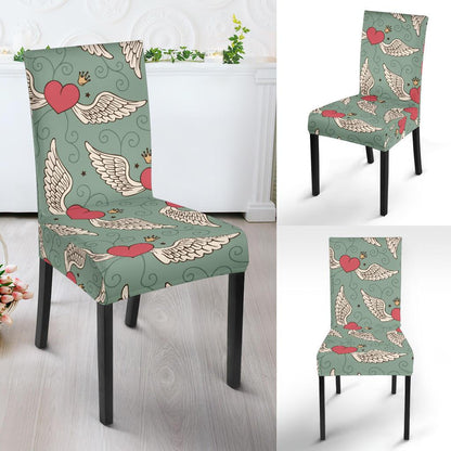 Angel Wings Heart Design Themed Print Dinning Chair Slipper-JTAMIGO.COM