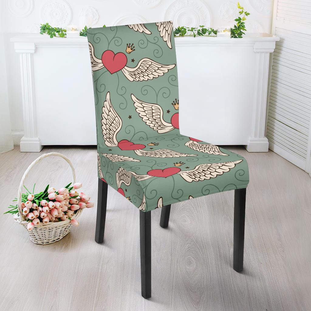 Angel Wings Heart Design Themed Print Dinning Chair Slipper-JTAMIGO.COM