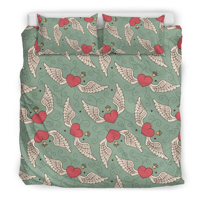 Angel Wings Heart Design Themed Print Duvet Cover Bedding Set