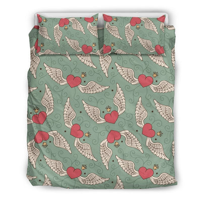 Angel Wings Heart Design Themed Print Duvet Cover Bedding Set