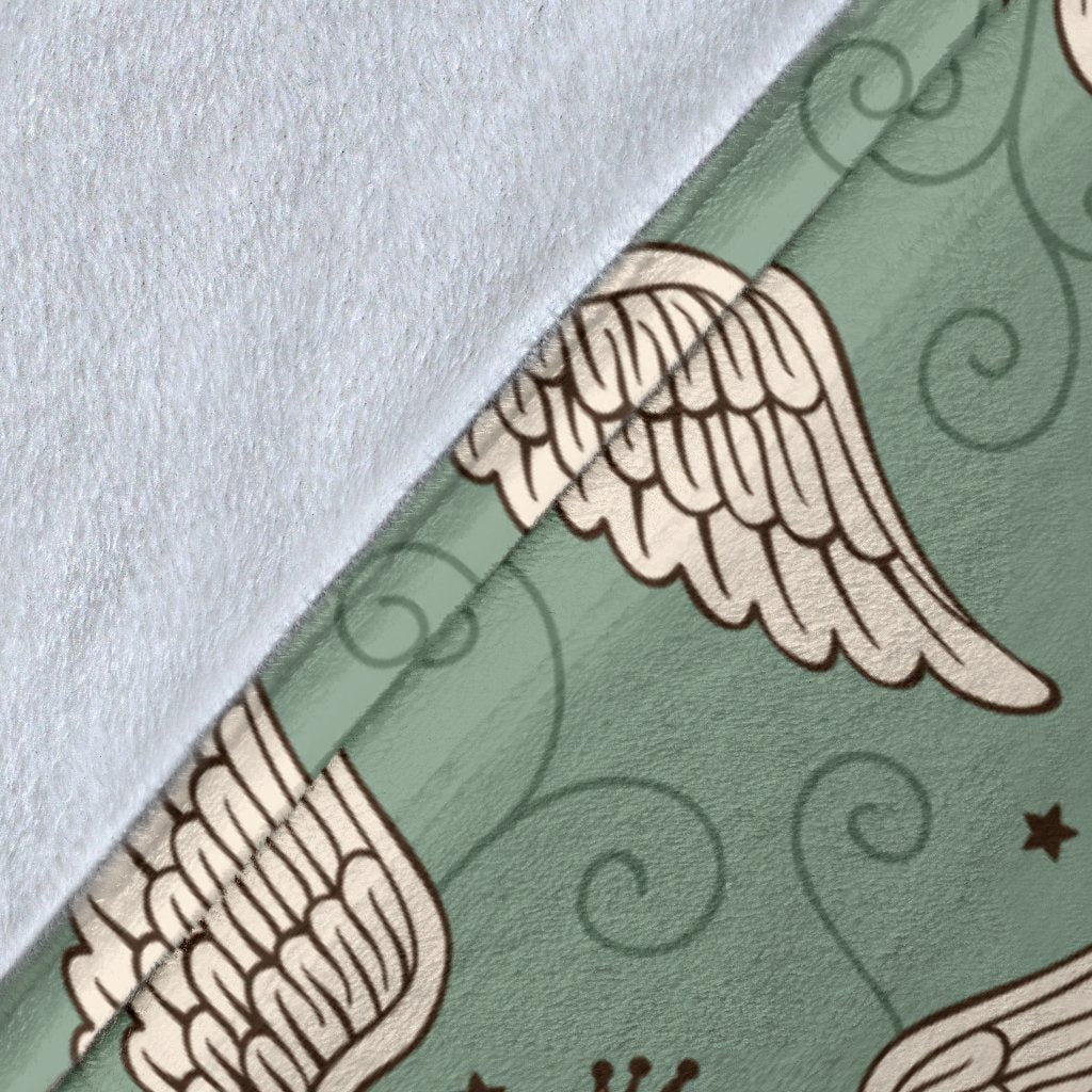 Angel Wings Heart Design Themed Print Fleece Blanket