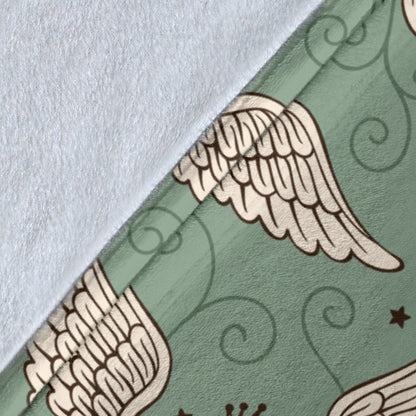 Angel Wings Heart Design Themed Print Fleece Blanket
