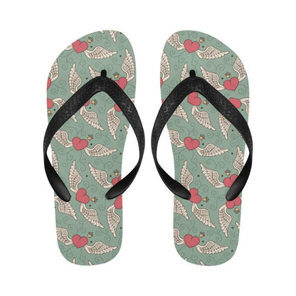 Angel Wings Heart Design Themed Print Flip Flops-JTAMIGO.COM