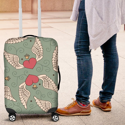Angel Wings Heart Design Themed Print Luggage Cover Protector