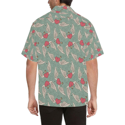 Angel Wings Heart Design Themed Print Men Aloha Hawaiian Shirt