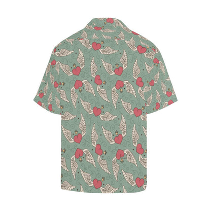 Angel Wings Heart Design Themed Print Men Aloha Hawaiian Shirt