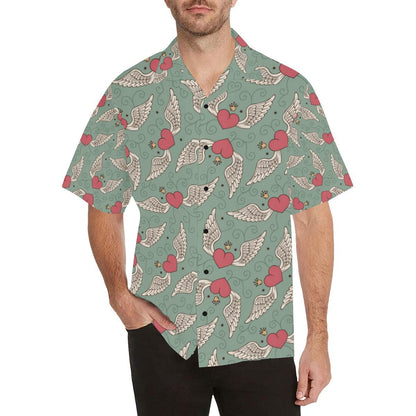 Angel Wings Heart Design Themed Print Men Aloha Hawaiian Shirt