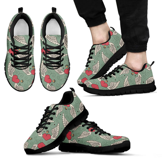 Angel Wings Heart Design Themed Print Men Sneakers Shoes