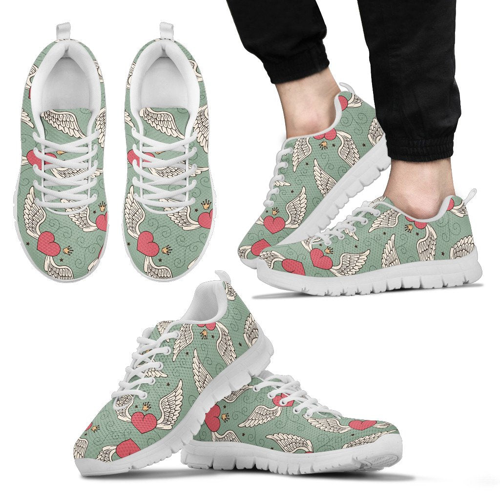 Angel Wings Heart Design Themed Print Men Sneakers Shoes