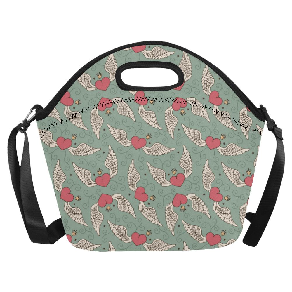 Angel Wings Heart Design Themed Print Neoprene Lunch Bag (Model 1669)(Large)-JTAMIGO.COM
