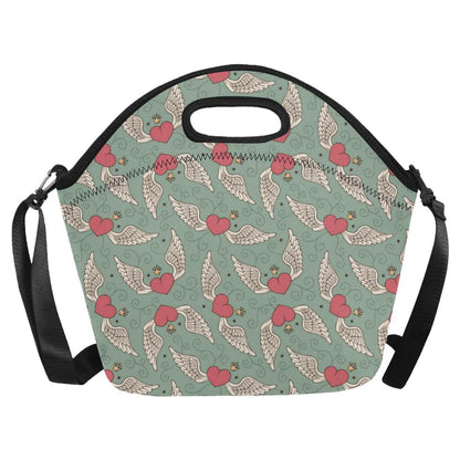 Angel Wings Heart Design Themed Print Neoprene Lunch Bag (Model 1669)(Large)-JTAMIGO.COM