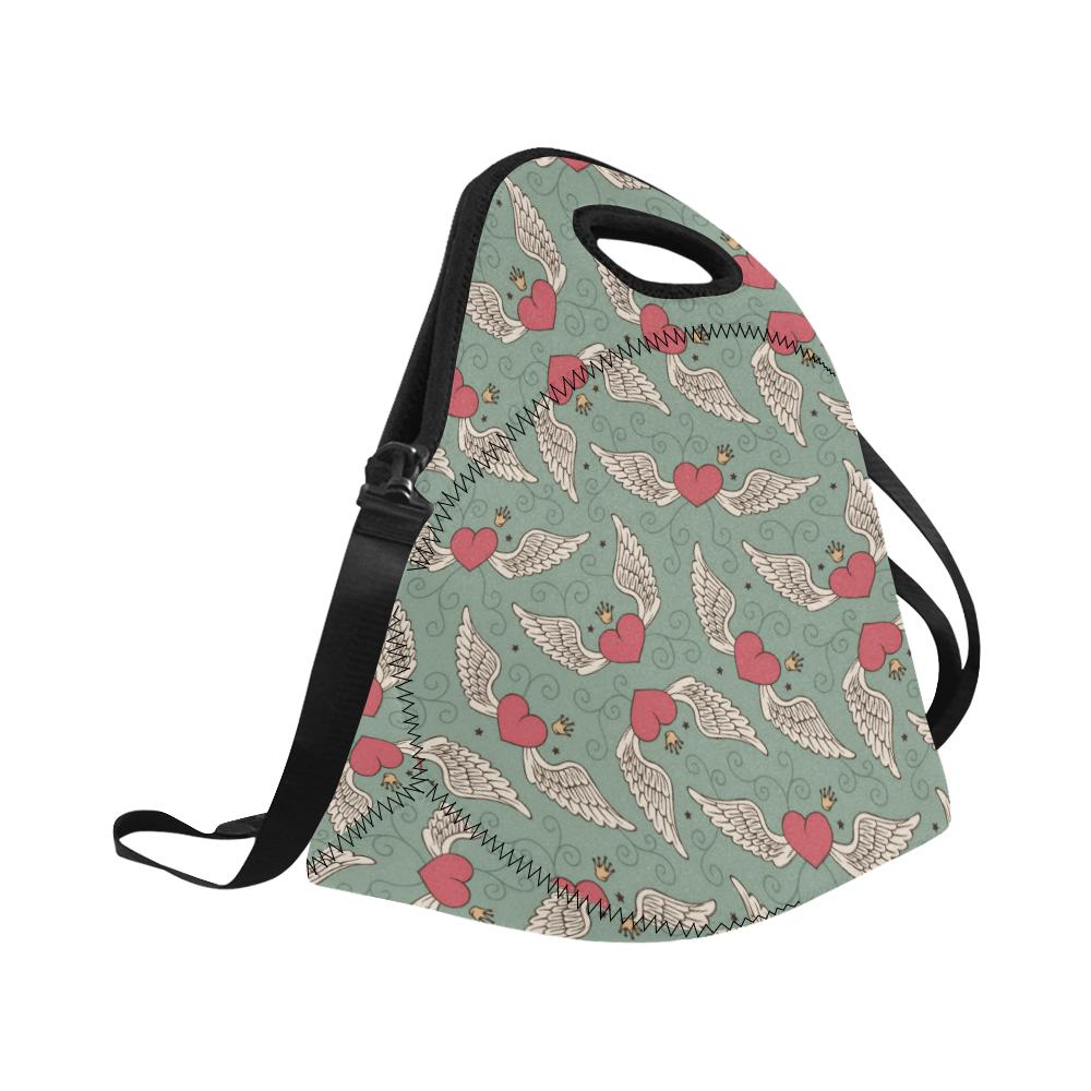Angel Wings Heart Design Themed Print Neoprene Lunch Bag (Model 1669)(Large)-JTAMIGO.COM