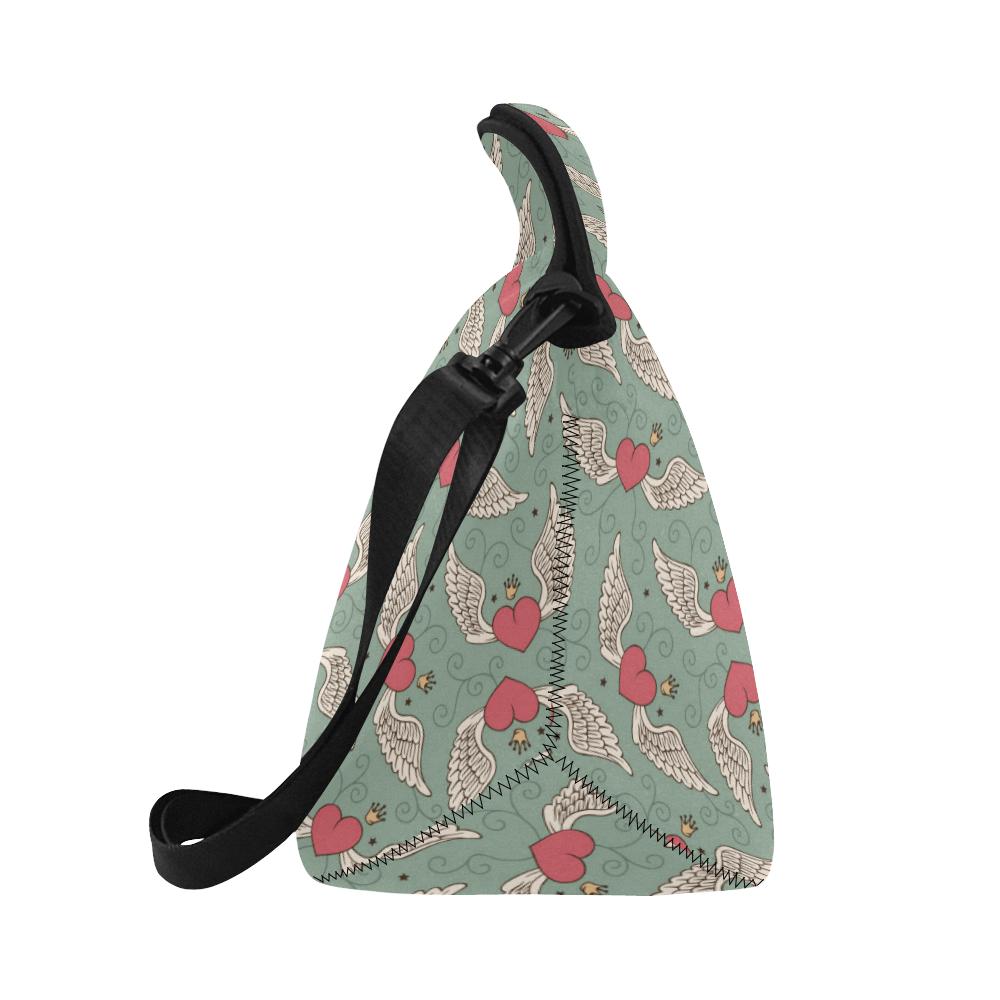 Angel Wings Heart Design Themed Print Neoprene Lunch Bag (Model 1669)(Large)-JTAMIGO.COM