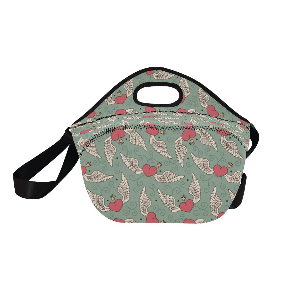 Angel Wings Heart Design Themed Print Neoprene Lunch Bag (Model 1669)(Large)-JTAMIGO.COM