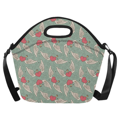Angel Wings Heart Design Themed Print Neoprene Lunch Bag (Model 1669)(Large)-JTAMIGO.COM