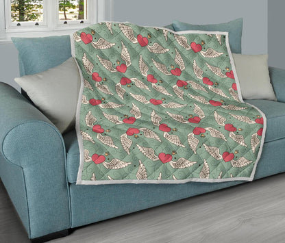 Angel Wings Heart Design Themed Print Premium Quilt-JTAMIGO.COM