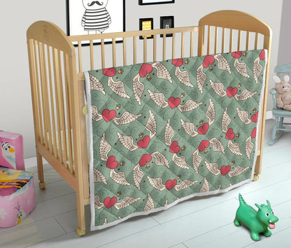 Angel Wings Heart Design Themed Print Premium Quilt-JTAMIGO.COM