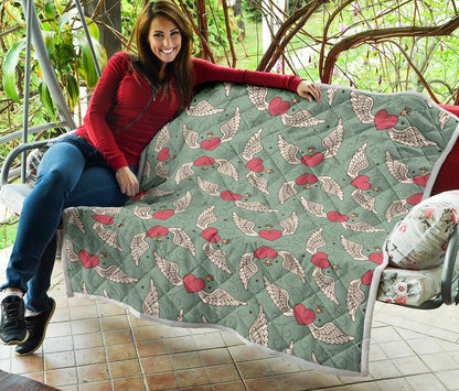 Angel Wings Heart Design Themed Print Premium Quilt-JTAMIGO.COM