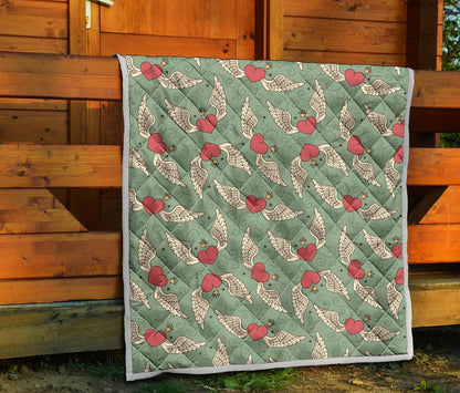 Angel Wings Heart Design Themed Print Premium Quilt-JTAMIGO.COM