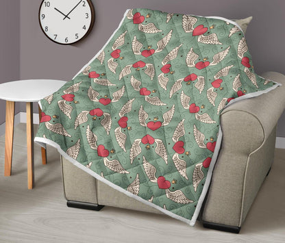Angel Wings Heart Design Themed Print Premium Quilt-JTAMIGO.COM