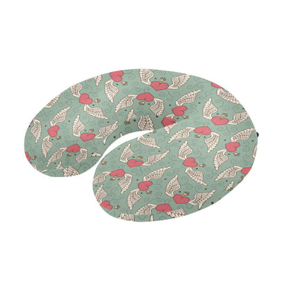 Angel Wings Heart Design Themed Print U-Shaped Travel Neck Pillow-JTAMIGO.COM
