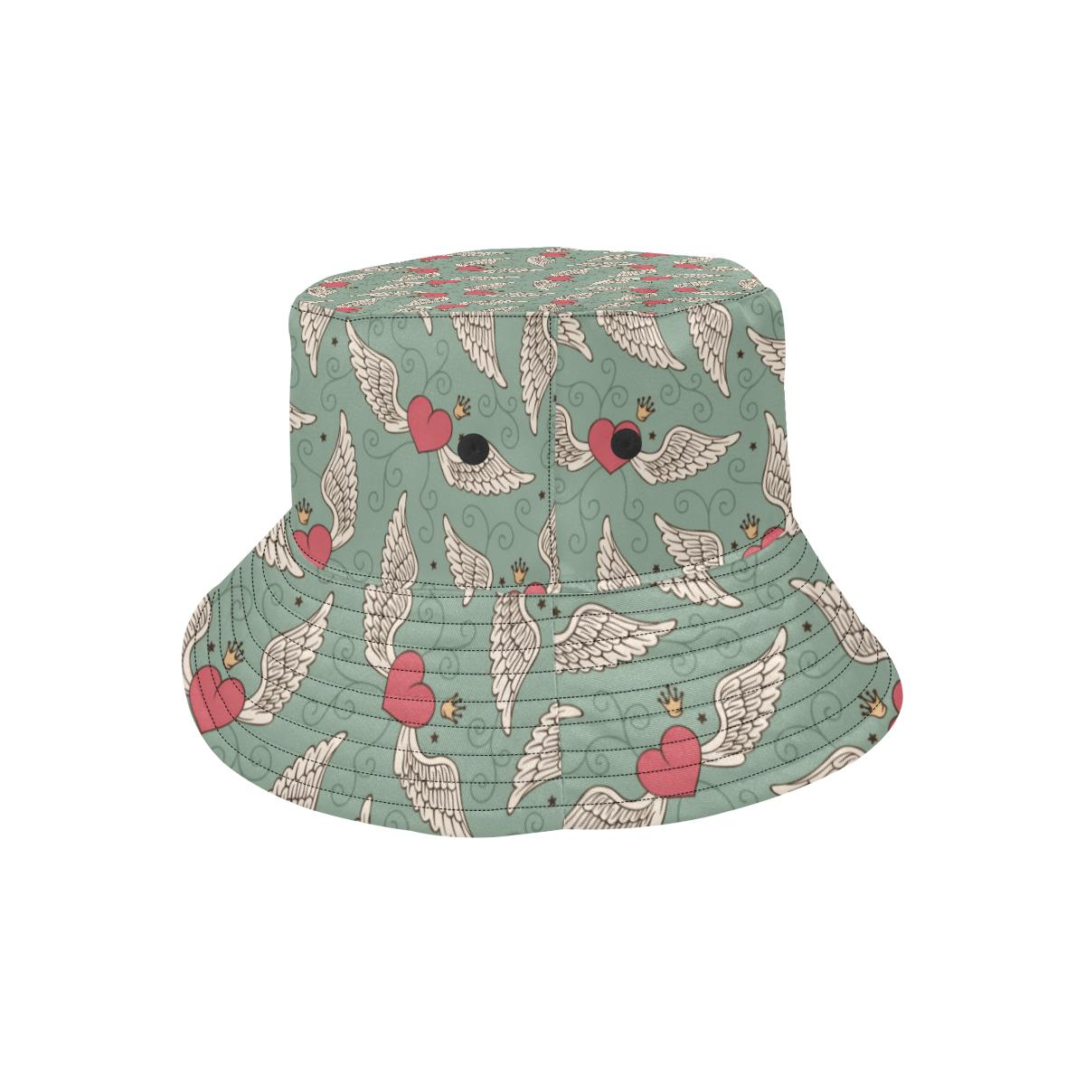 Angel Wings Heart Design Themed Print Unisex Bucket Hat