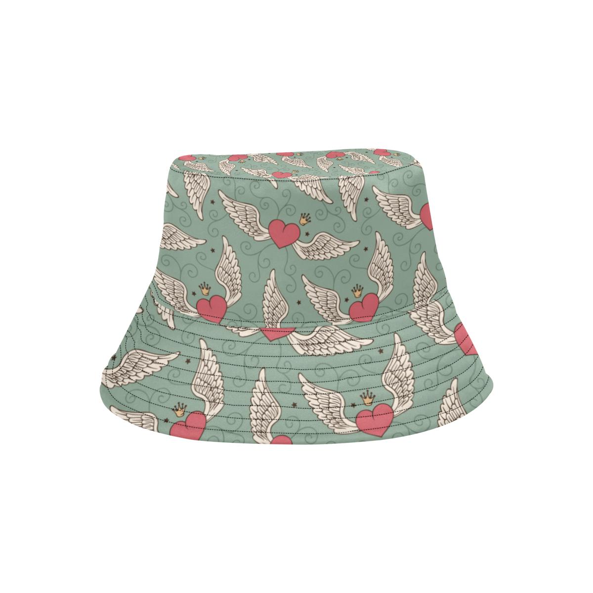 Angel Wings Heart Design Themed Print Unisex Bucket Hat
