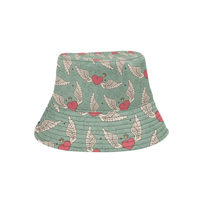 Angel Wings Heart Design Themed Print Unisex Bucket Hat