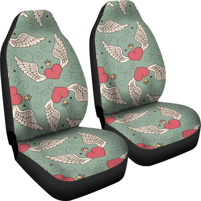 Angel Wings Heart Design Themed Print Universal Fit Car Seat Covers