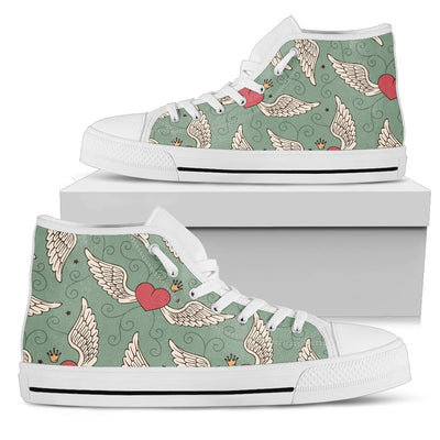 Angel Wings Heart Design Themed Print Women High Top Shoes