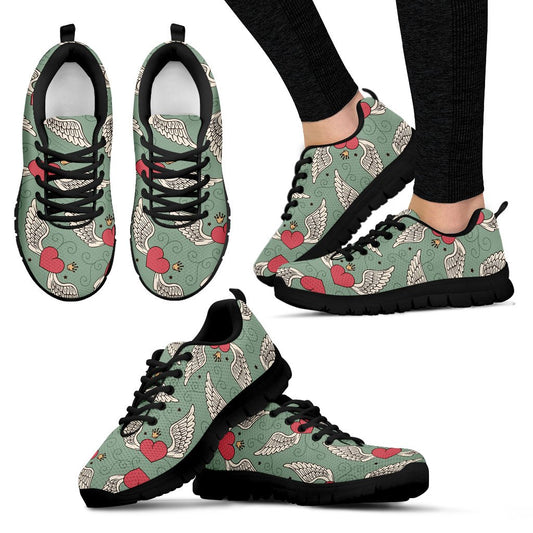 Angel Wings Heart Design Themed Print Women Sneakers Shoes