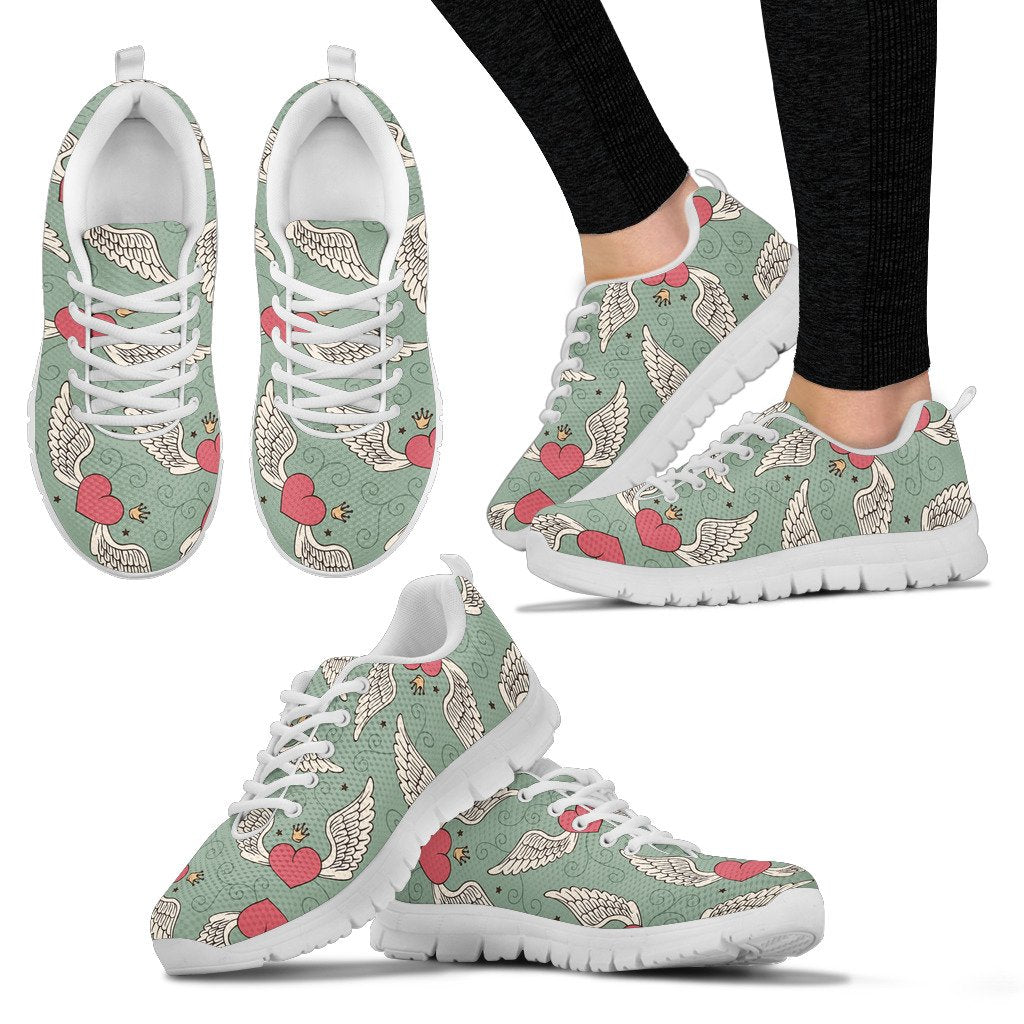 Angel Wings Heart Design Themed Print Women Sneakers Shoes