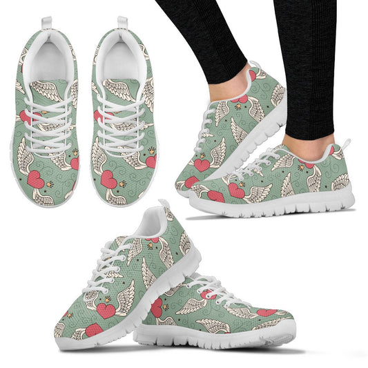Angel Wings Heart Design Themed Print Women Sneakers Shoes