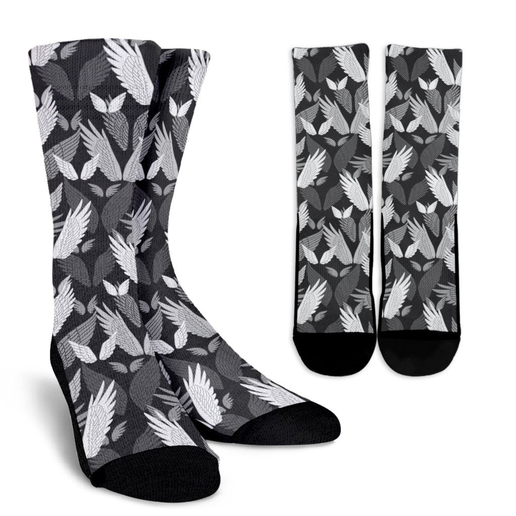 Angel Wings Pattern Design Themed Print Crew Socks