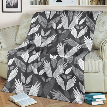 Angel Wings Pattern Design Themed Print Fleece Blanket