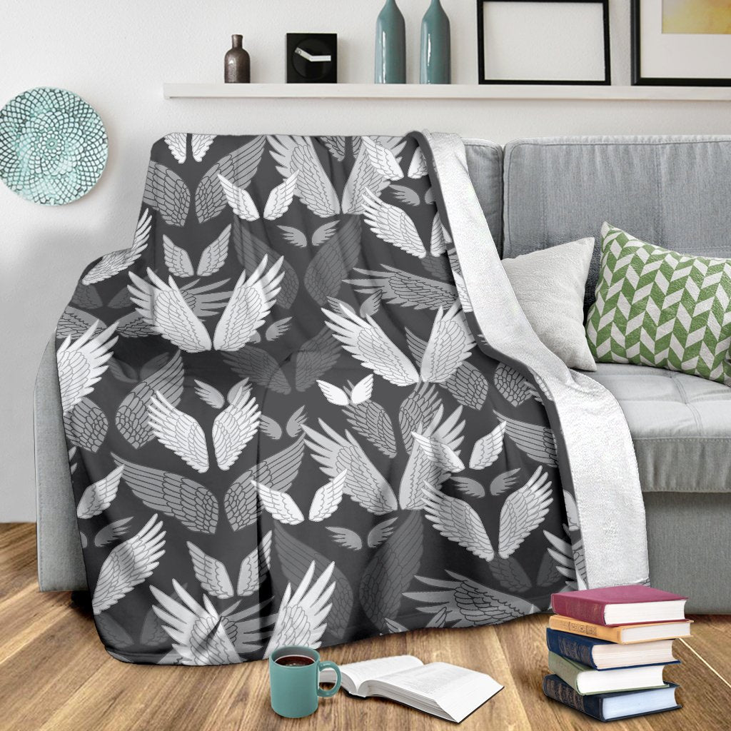 Angel Wings Pattern Design Themed Print Fleece Blanket