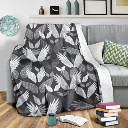 Angel Wings Pattern Design Themed Print Fleece Blanket