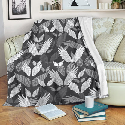 Angel Wings Pattern Design Themed Print Fleece Blanket