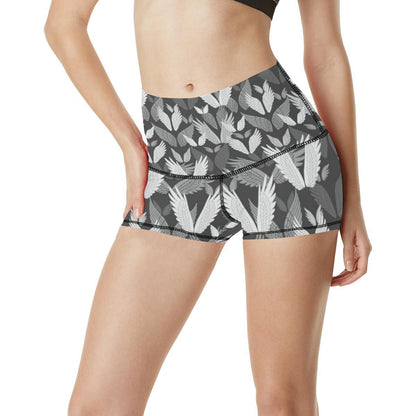 Angel Wings Pattern Design Themed Print High Waisted Spandex Shorts-JTAMIGO.COM