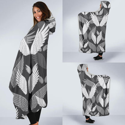 Angel Wings Pattern Design Themed Print Hooded Blanket-JTAMIGO.COM