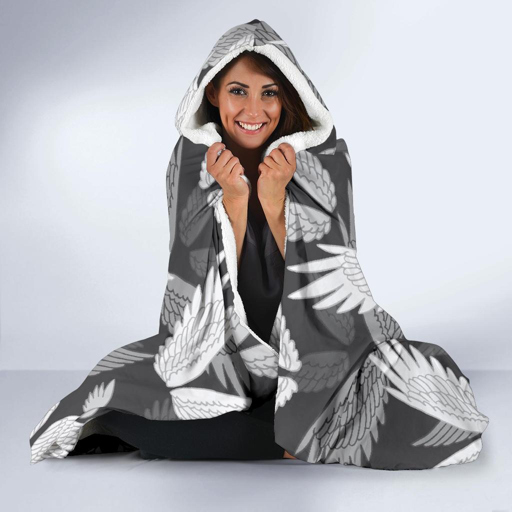 Angel Wings Pattern Design Themed Print Hooded Blanket-JTAMIGO.COM