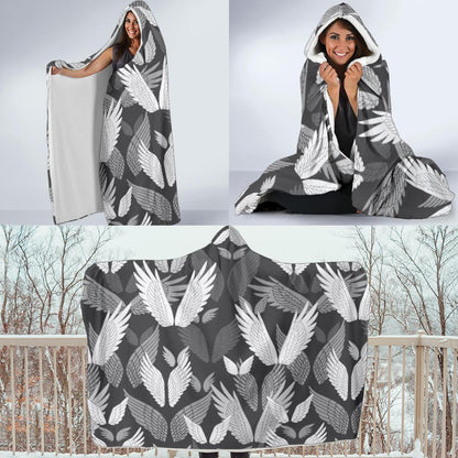 Angel Wings Pattern Design Themed Print Hooded Blanket-JTAMIGO.COM