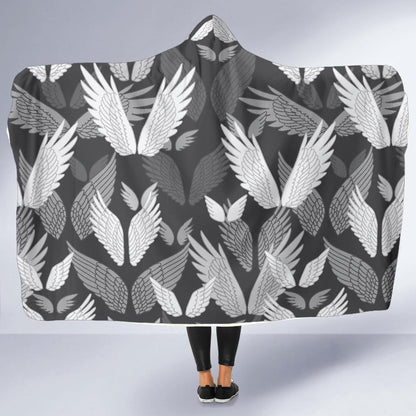 Angel Wings Pattern Design Themed Print Hooded Blanket-JTAMIGO.COM