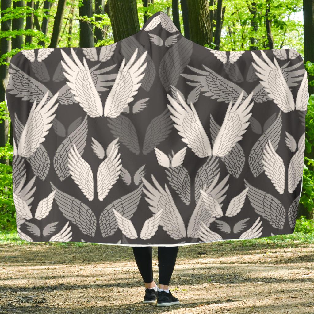 Angel Wings Pattern Design Themed Print Hooded Blanket-JTAMIGO.COM
