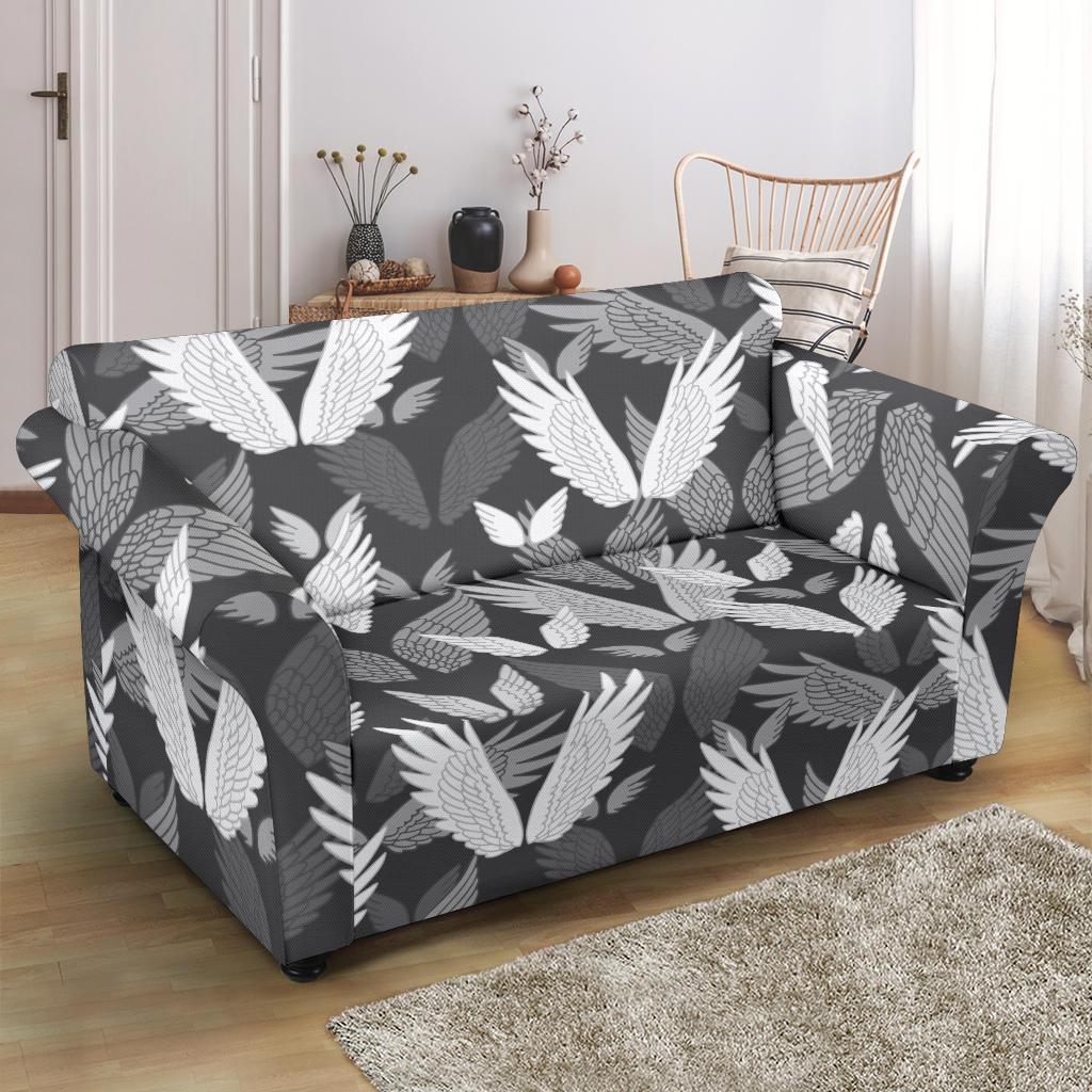 Angel Wings Pattern Design Themed Print Loveseat Slipcover-JTAMIGO.COM