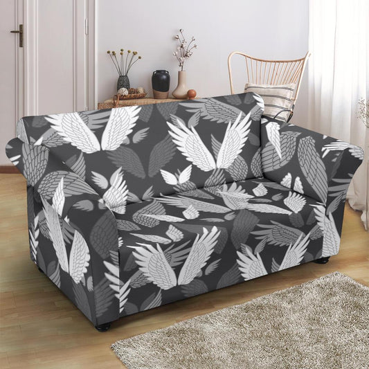 Angel Wings Pattern Design Themed Print Loveseat Slipcover-JTAMIGO.COM