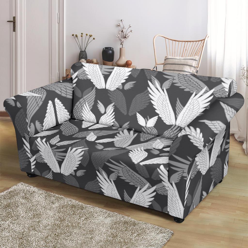 Angel Wings Pattern Design Themed Print Loveseat Slipcover-JTAMIGO.COM
