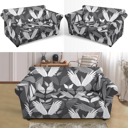 Angel Wings Pattern Design Themed Print Loveseat Slipcover-JTAMIGO.COM